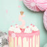Pink Party Cake Candles with Gold Crown | Number 5