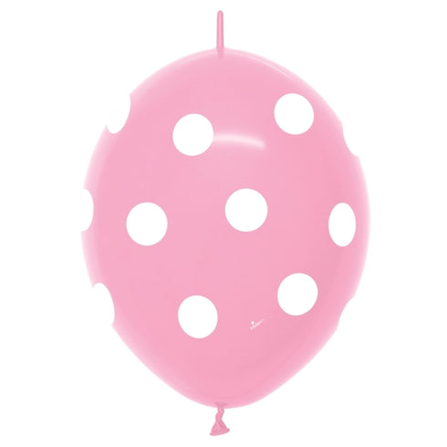 Pink Polka Dot Sempertex Latex LINK-O-LOON® Balloons | 12 INCH