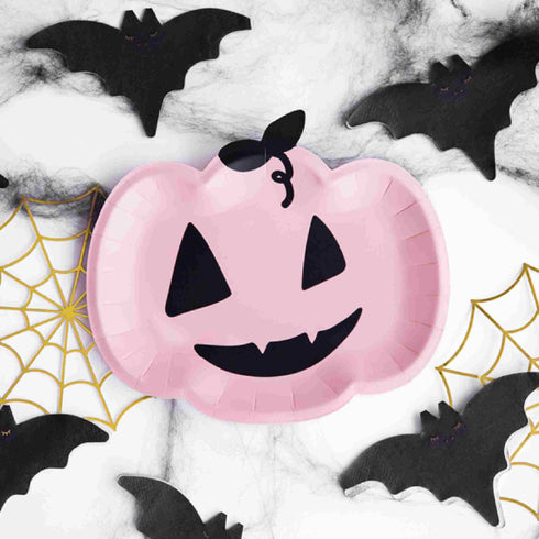 Pretty Pink Pumpkin Paper Party Plates | Set 6
