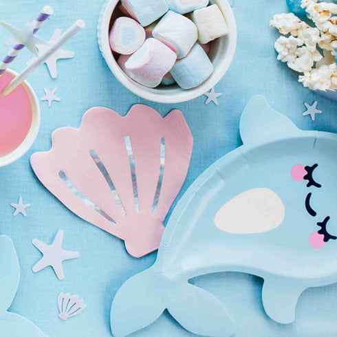 Seashell Party Paper Napkins | Pink and Iridescent | Package 20