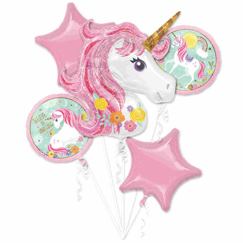 Unicorn Balloon Bouquet | Glitter Pink | Set 5