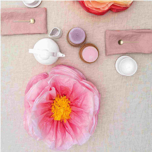 Tissue Flower Decorations | Pink & Yellow | 16 Inch