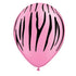 Pink and Black Zebra Stripes Animal Print Latex Balloons | Set 6