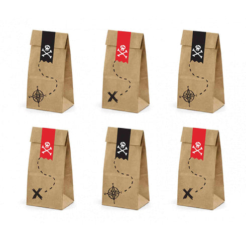 Pirate Party Paper Treat Bag Favors | Set 6