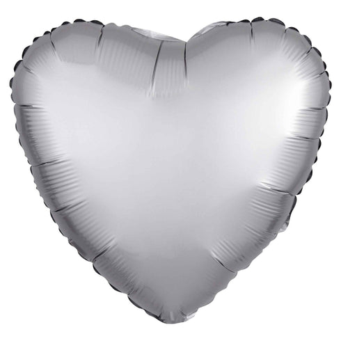 Satin Luxe™ Platinum Silver Gray | Heart Foil Balloons | Anagram | 18 Inch