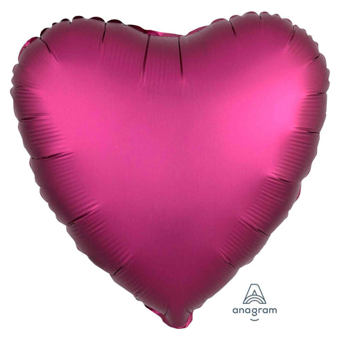 Satin Luxe™ Pomegranite Pink | Heart Foil Balloons | Anagram | 18 Inch