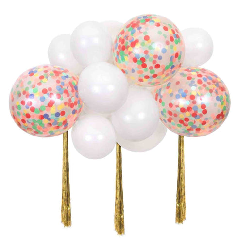 Rainbow Confetti Balloon Garland | Gold Tassels