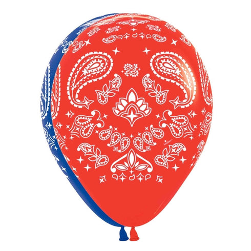 Bandana Print Latex Balloons | Red | Blue | 11 INCH | Package 6