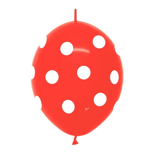 Red Polka Dot Sempertex Latex LINK-O-LOON® Balloons | 12 INCH