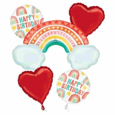 Retro Rainbow Birthday Balloon Bouquet | Set 5