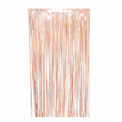 Rose Gold Curtain Foil Metallic Fringe | 3' x 8'