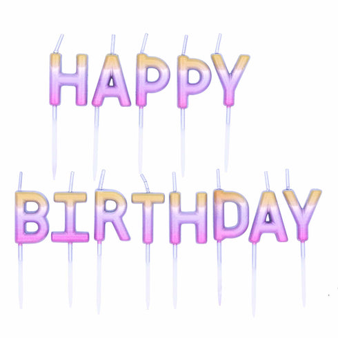 Rose Gold Pink Ombre Happy Birthday Letter Candles