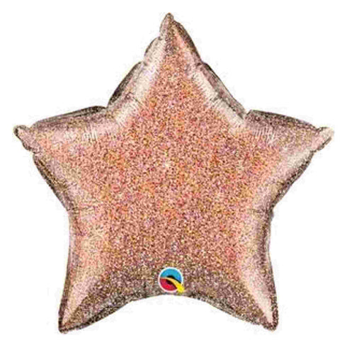 Star Foil Balloon | Holographic Glitter Rose Gold | 21 INCH