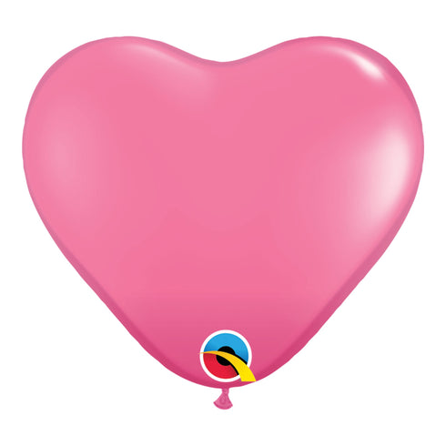 Rose Pink Heart Latex Balloons | 11 INCH | Qualatex | Package 10