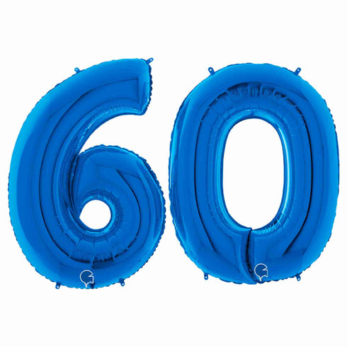 Blue Number 60 Balloons | 40 INCH