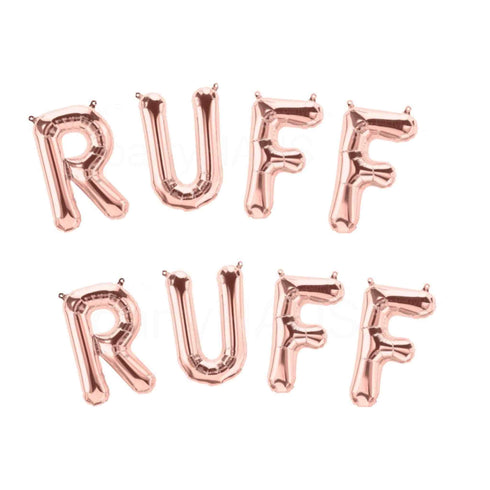 Ruff Ruff Letter Balloon Banner | Gold | Silver | Rose Gold | Blue | Pink