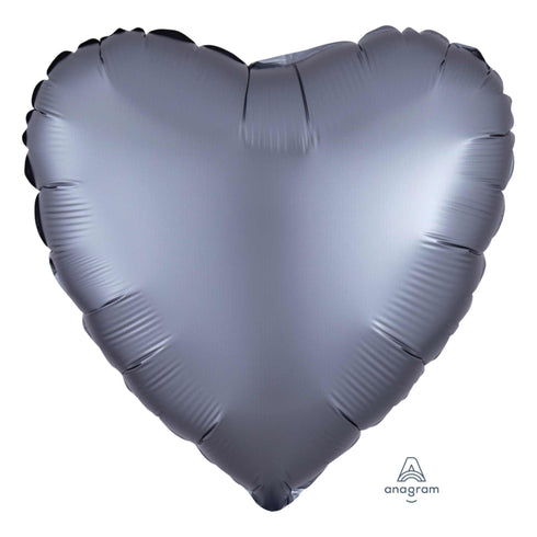 Satin Luxe™ Graphite Gray | Heart Foil Balloons | Anagram | 18 Inch