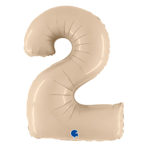 Satin Cream Number 2 Balloons | 40 INCH