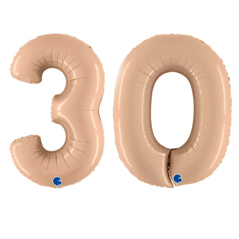 Satin Nude Number 30 Balloons | 40 INCH