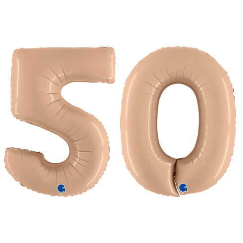 Satin Nude Number 50 Balloons | 40 INCH