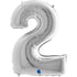 Silver Number 2 Balloons | 40 INCH