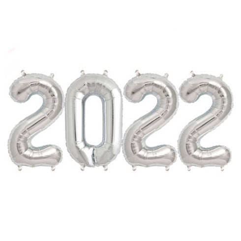 2022 Number Balloons | Small 16 Inch | Pink | Blue | Gold | Rose Gold | Silver