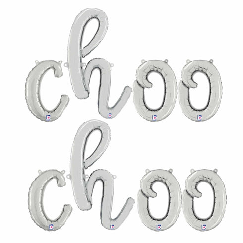 CHOO CHOO Script Letter Balloons | Silver | Gold | Rose Gold