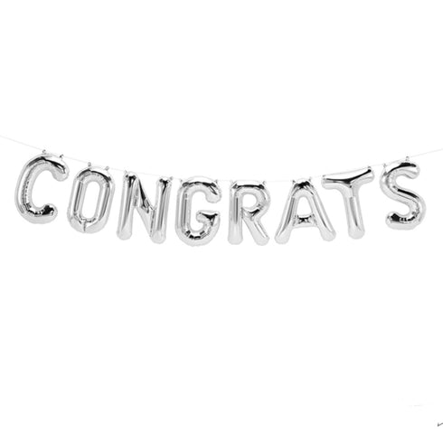 Congrats Letter Balloon Banner | Gold | Silver | Rose Gold | Pink | Blue
