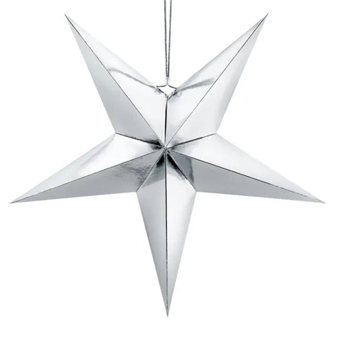 Paper Star Decorations | Silver | 18 Inch or 12 Inch