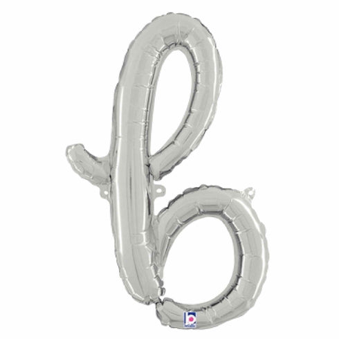 Letter B Script Balloons | Silver | Small 14 Inch