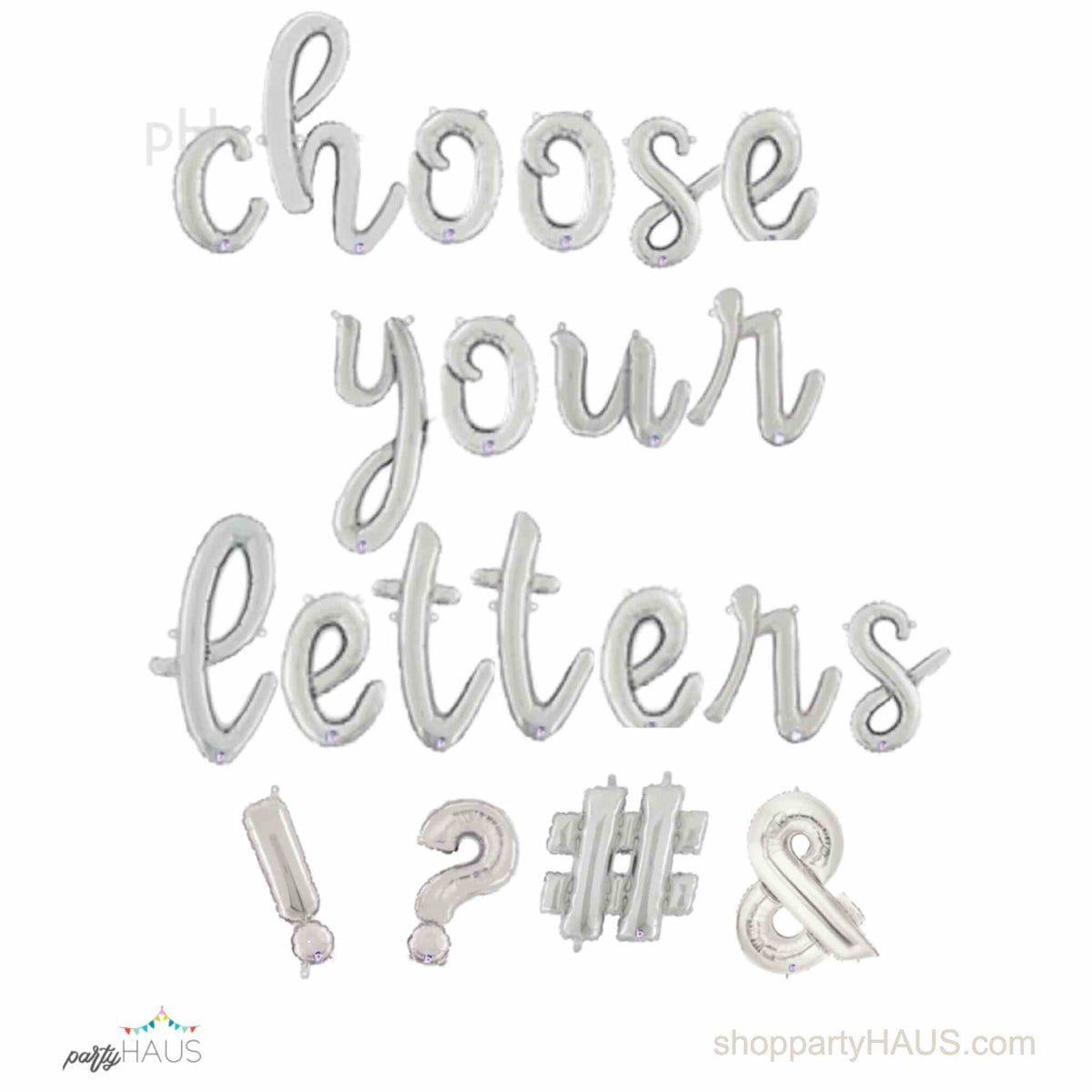 Silver Script Letter M Balloon 14 inch