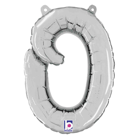 Letter O Script Balloons | Silver | Small 14 Inch