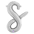 Letter S Script Balloons | Silver | Small 14 Inch