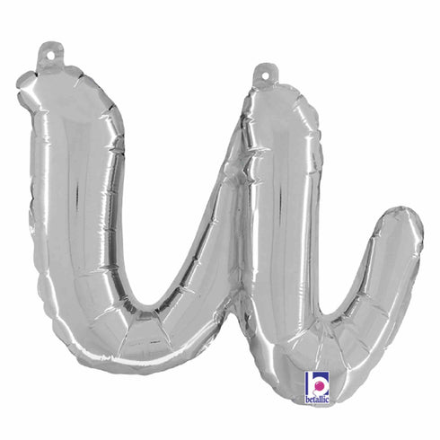 Letter U Script Balloons | Silver | Small 14 Inch