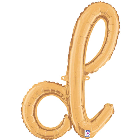 Letter D Script Balloons | Gold | Small 14 Inch