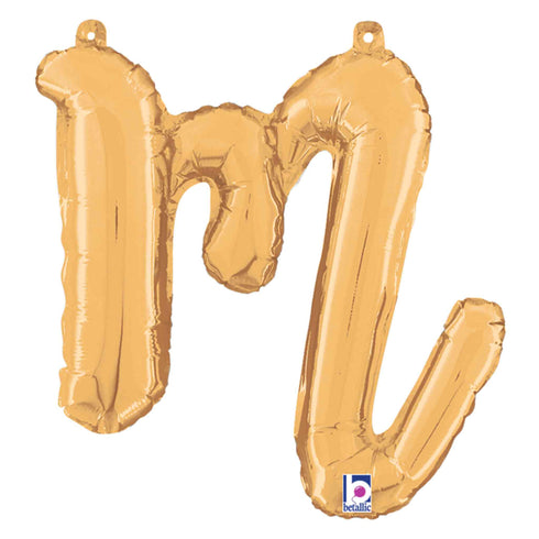Letter M Script Balloons | Gold | Small 14 Inch