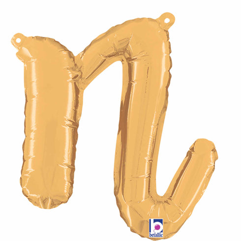 Letter N Script Balloons | Gold | Small 14 Inch