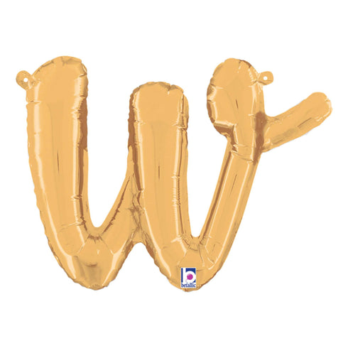 Letter W Script Balloons | Gold | Small 14 Inch