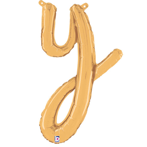 Letter Y Script Balloons | Gold | Small 14 Inch
