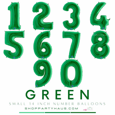 Small 14 INCH | Green Number Balloons