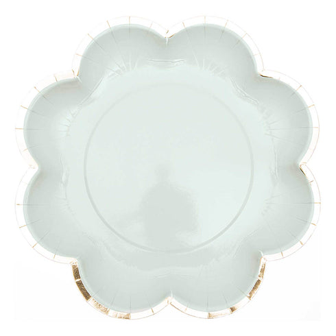 Pastel Blue Flower Shape Paper Plates | Small | Large | Package 12