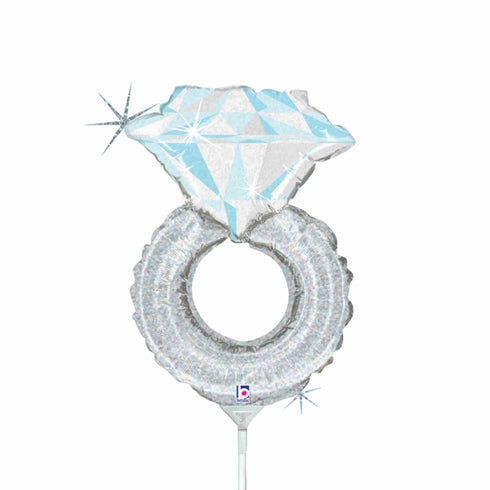 Diamond Engagement Ring Balloon | Silver Platinum | 14 IN