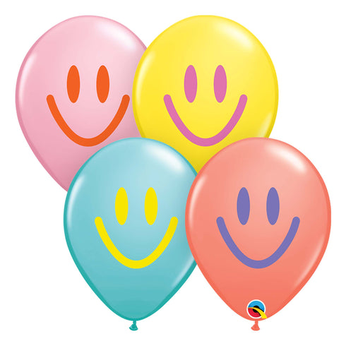 Retro Smiley Face Latex Balloons | 11 INCH | Package 6