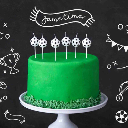 Soccer Ball Print Birthday Candles | Package 6