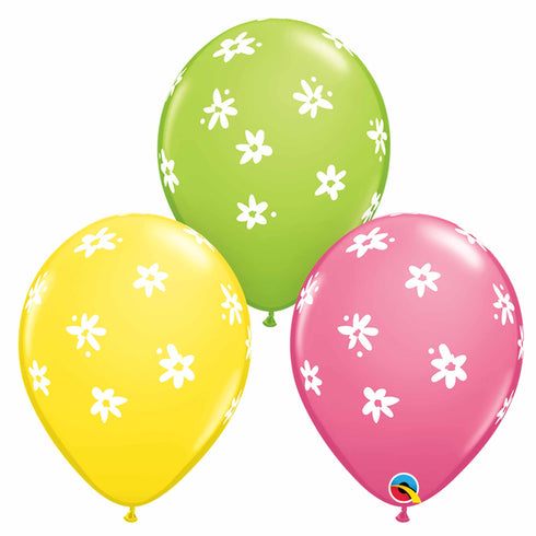 Contemporary Spring Daisies Print Latex Balloons | 11 Inch | Set 6