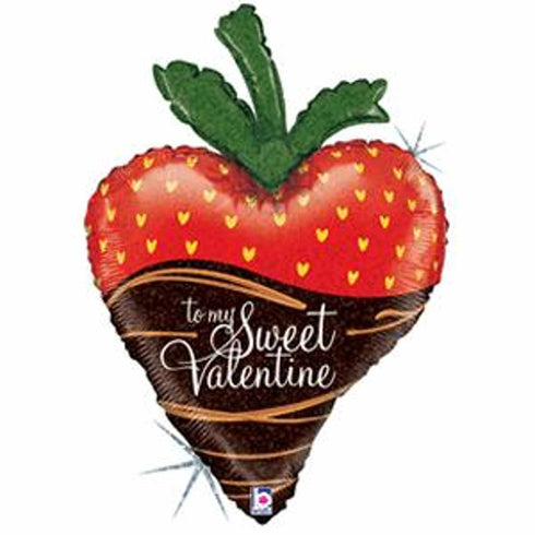 Strawberry Valentine's Day Balloons | Glitter | 33 Inch
