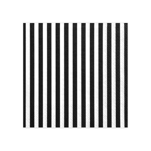 Black White Stripe Paper Napkins | Set 16