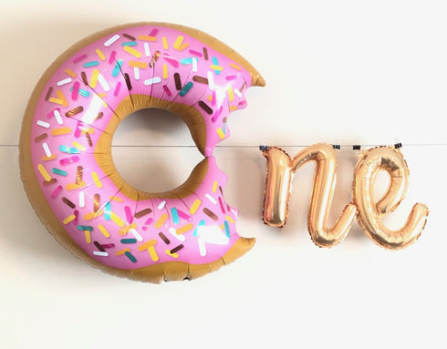 ONE Birthday Donut + Letter Balloon Banner Backdrop