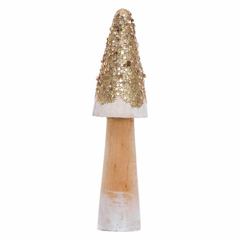 Mushroom Wood Decor | Glitter Gold | 3 Sizes