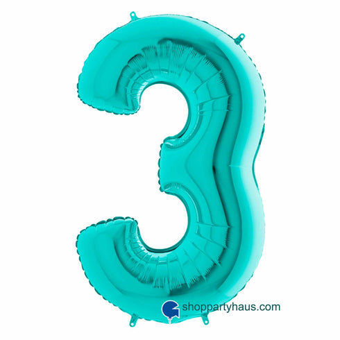 40 INCH | Teal Blue Number Balloons